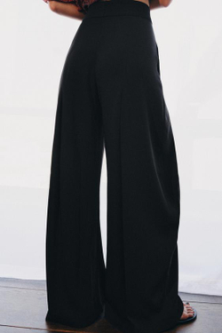 ZARA БРЮКИ WIDE LEG С ЗАЩИПАМИ — ZW COLLECTION, ЧЕРНЫЙ