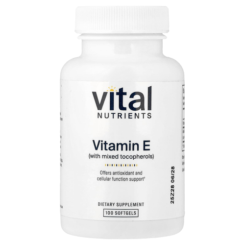 Vital Nutrients, витамин E со смешанными токоферолами, 100 мягких таблеток