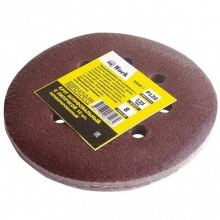 Круг шлифовальный на липучке Р 60 (125 мм; 8 отверстий) 10 шт;