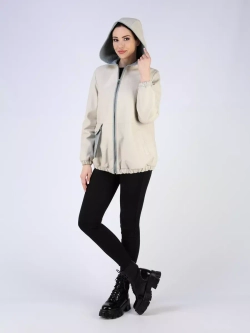 Кожаная куртка демисезонная с капюшоном