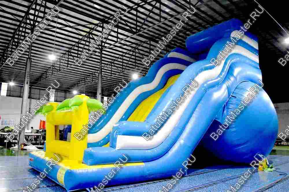 Большой надувной батут-горка "Волна - 2", 16*7*11 м
