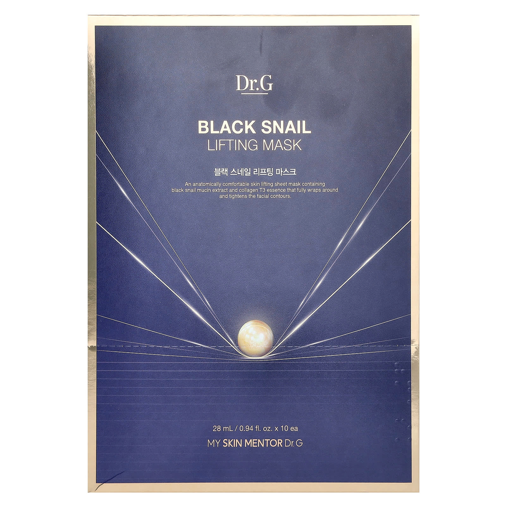 Dr. G, маска для лица с черной улиткой, 10 шт., по 28 мл (0,94 жидк. унции)