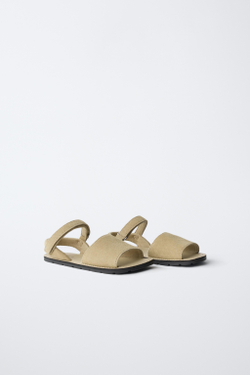 ZARA КОЖАНЫЕ САНДАЛИИ, СВЕТЛО-БЕЖЕВЫЙ