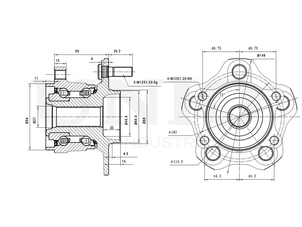 Ступица задняя (с ABS) UNIO HUB-20068