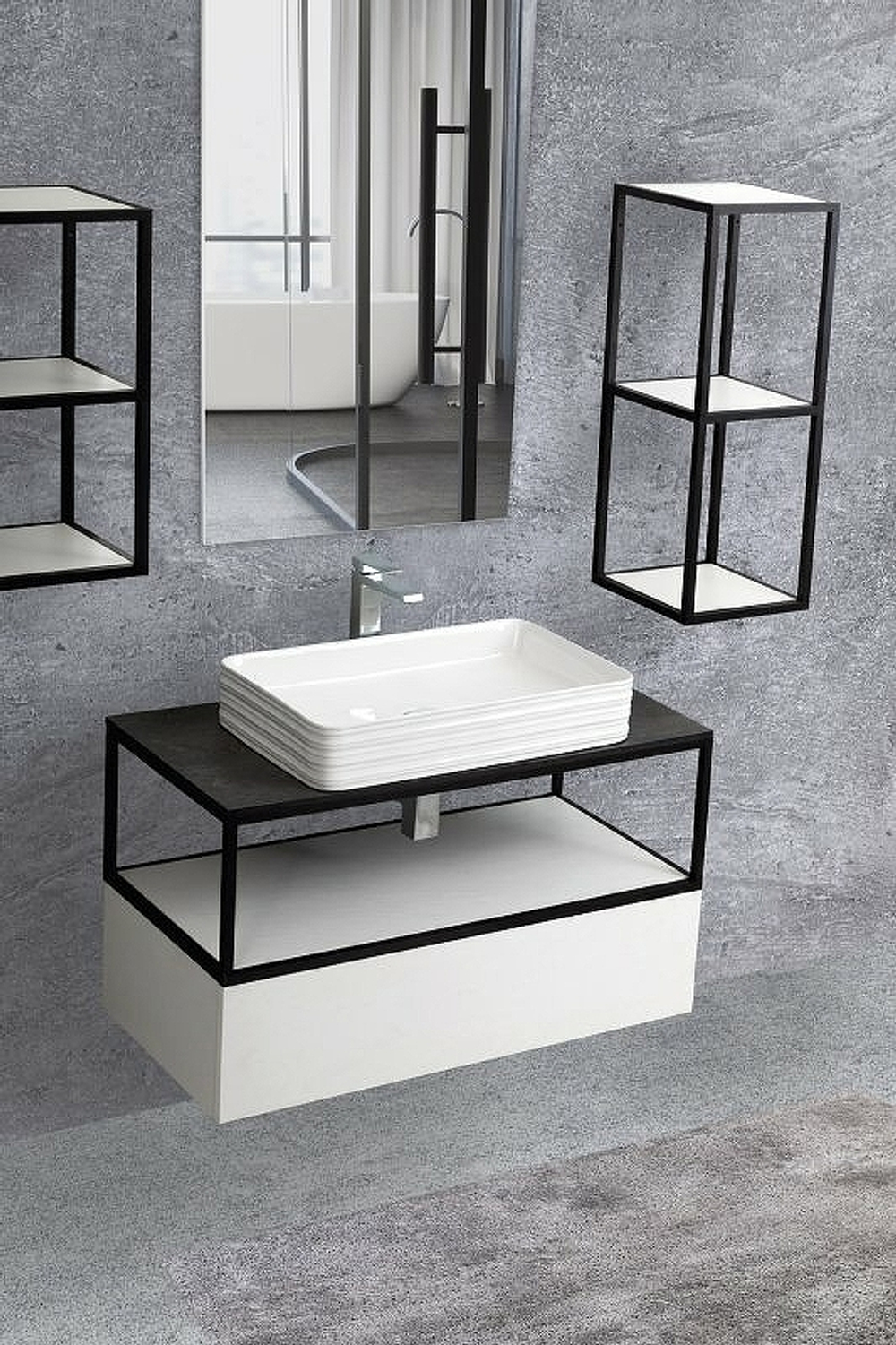Тумба Cezares Cadro 70 CADRO-70-1C-SO-BG-BLUM подвесная Bianco Ghiaccio