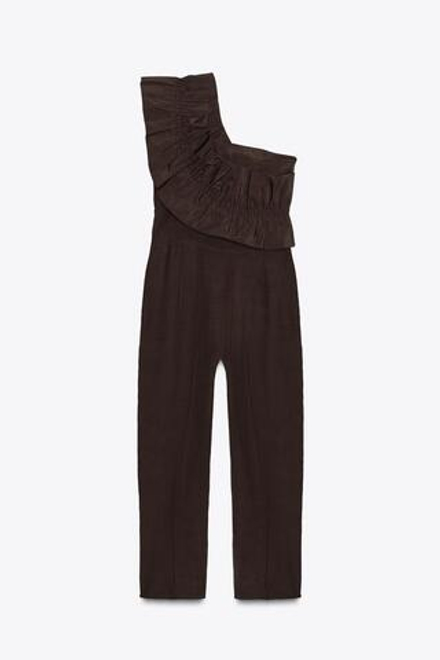 ZARA КОМБИНЕЗОН АСИММЕТРИЧНОГО КРОЯ, КОРИЧНЕВЫЙ