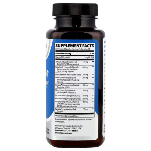 LifeSeasons, Masculini-T, тестостероновая поддержка, 90 вегетарианских капсул