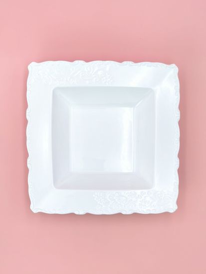 Тарелка глубокая с бортиком 22х4 см. квадратная, набор 4 шт. "Орнамент"