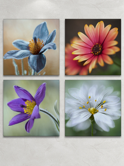Картина на стекле четырёхмодульная Распустившийся цветок Декор для дома, подарок