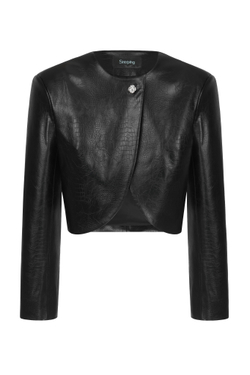 Укороченный жакет из экокожи