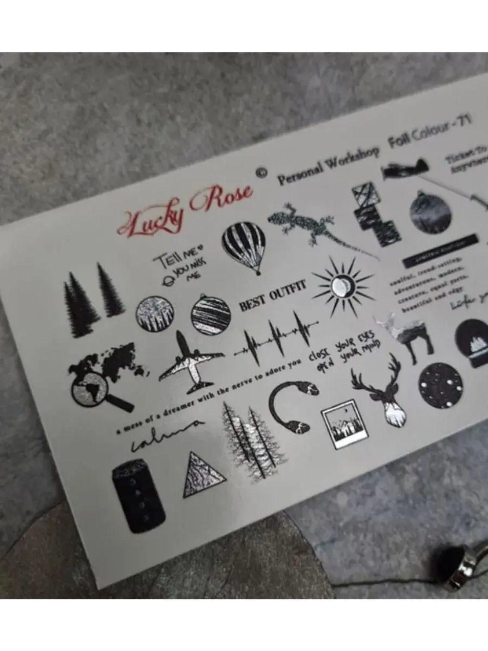 Lucky Rose Слайдеры наклейки для длинных ногтей 071