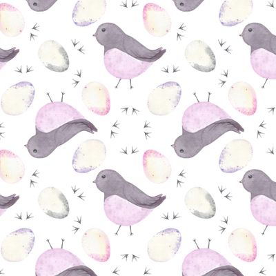 Весенний принт. Пасхальный принт. Сад, птички, яйца, гнездо, природа, зелень, цветы и растительность.