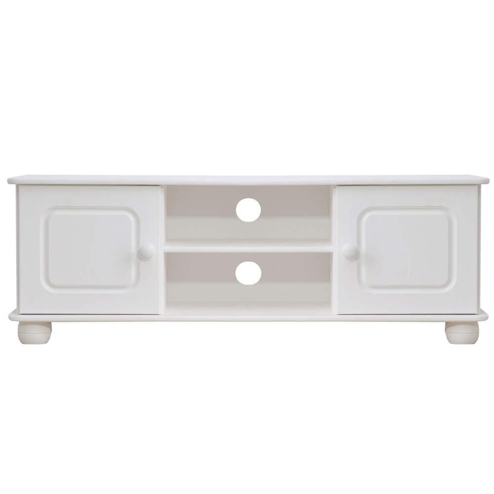 Тумба под телевизор из сосны Хаба 2 двери, 115х29х40, белая