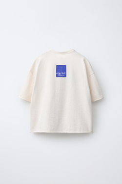 ZARA ФУТБОЛКА С ЦВЕТОЧНЫМ ПРИНТОМ, ЭКРЮ