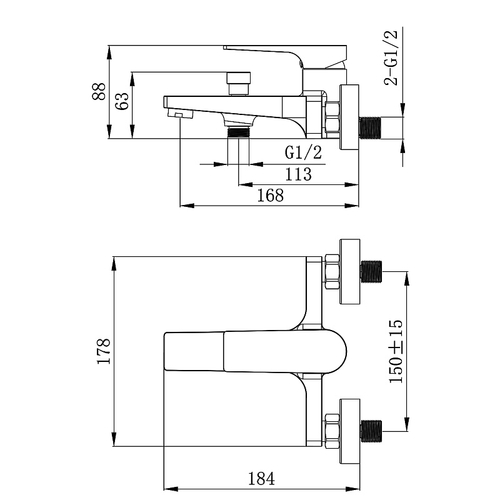 Смеситель для ванны Azario Arida керамический картридж, с ручным душем, шланг 150 см, графит (AZ-K3054GR)