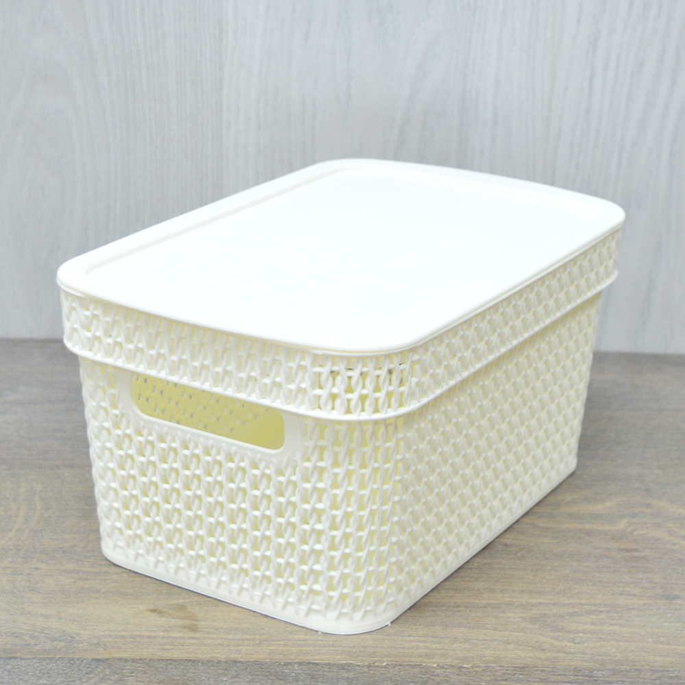 Корзина для хранения 5л с крышкой "Keeplex Ajur", белое облако