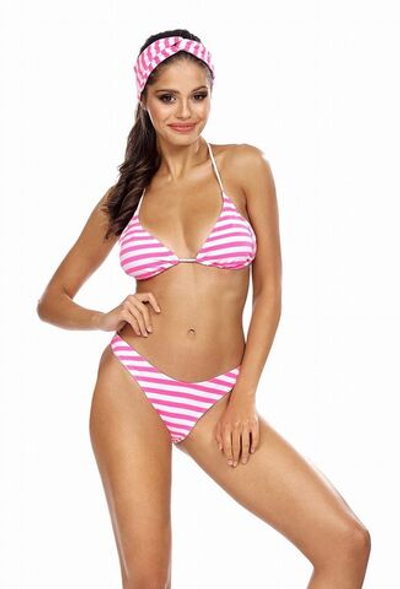 Модный раздельный купальник в полоску (Размер: 80/40) (Цвет: белый с розовым)