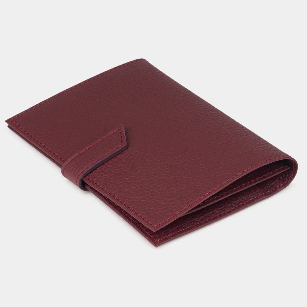 Обложка для паспорта и автодокументов из натуральной кожи теленка, бордового цвета