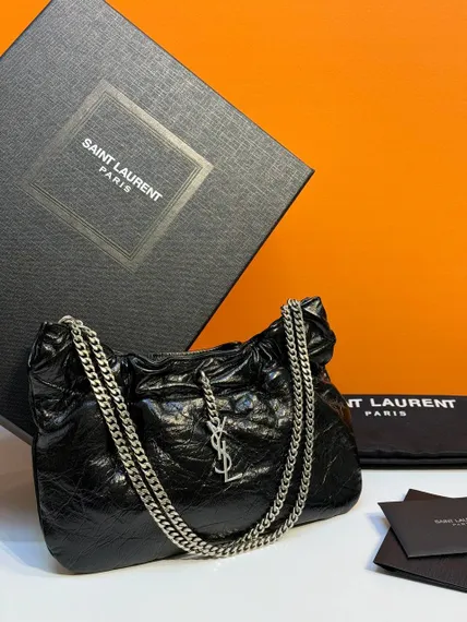 Кожаная сумка-хобо Saint Laurent Pacpac черный
