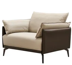 Кресло Dako, натуральная кожа, бежевый, коричневый