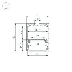 Профиль IP-LINE-4050-2000 BLACK (Arlight, Алюминий) 053898