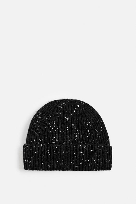 ZARA ШАПКА ИЗ РЕЛЬЕФНОЙ ПРЯЖИ, ЧЕРНЫЙ