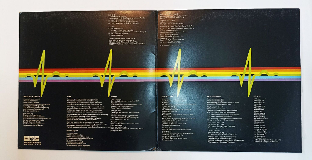 Винтажная виниловая пластинка LP Pink Floyd The Dark Side Of The Moon (Japan 1973) 1 Press (No obi, no poster, no sticker)