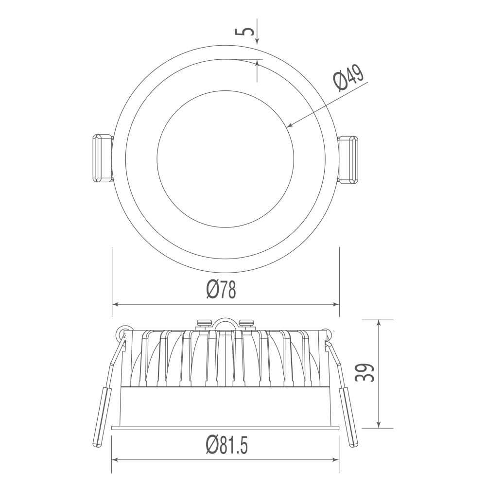 Светильник встраиваемый CRATER,  10W,  874Lm,  3000K,  D81, 5хH39мм,  IP44,  матовая латунь