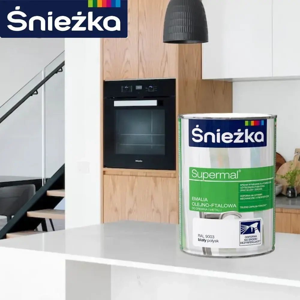 Краска Sniezka масляно-фталевая эмаль по дереву и металлу белая 0,8л