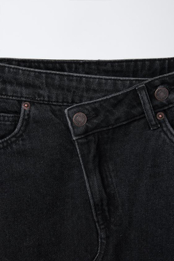 ZARA ДЖИНСОВАЯ ЮБКА МИДИ, ЧЕРНЫЙ