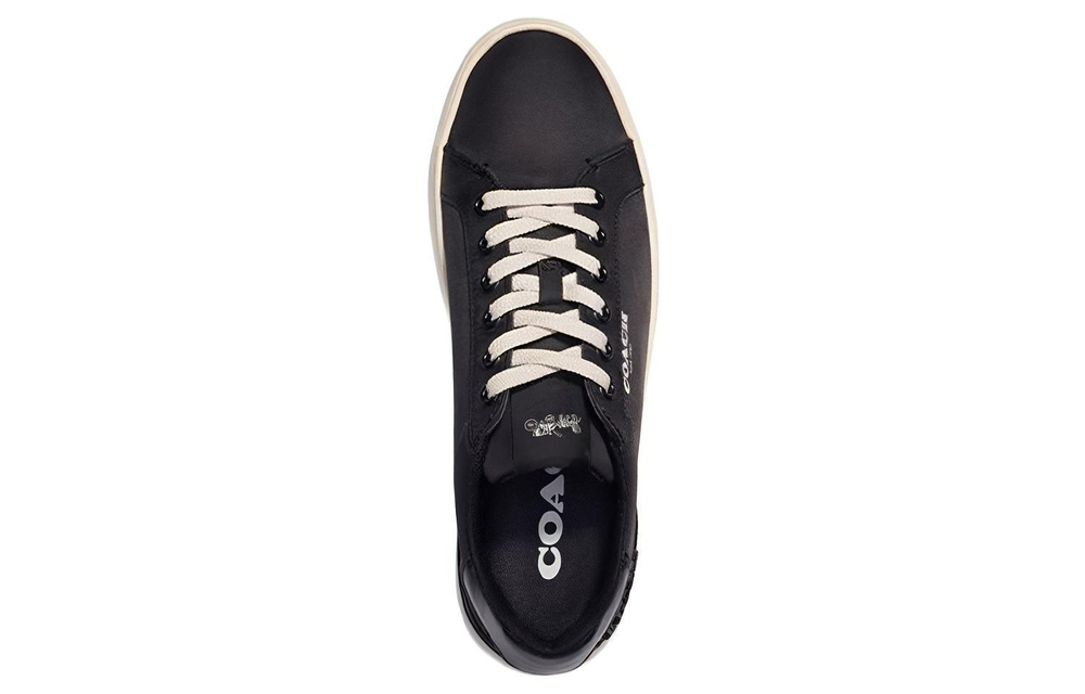 COACH Leather Low top Stylish Skateboarding Shoes Men"s Black