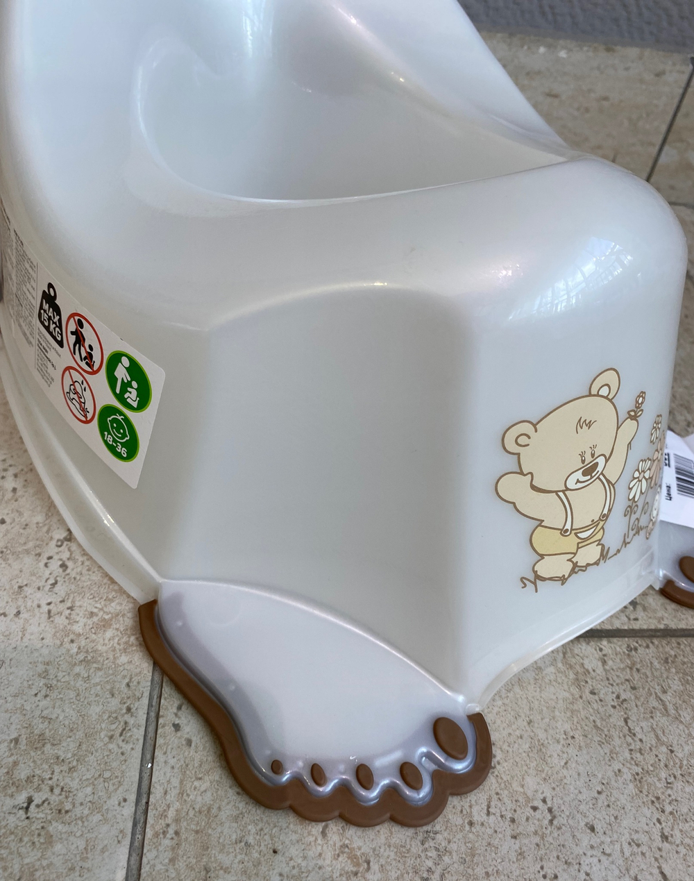 Горшок детский нескользящий музыкальный "Мишка" белый