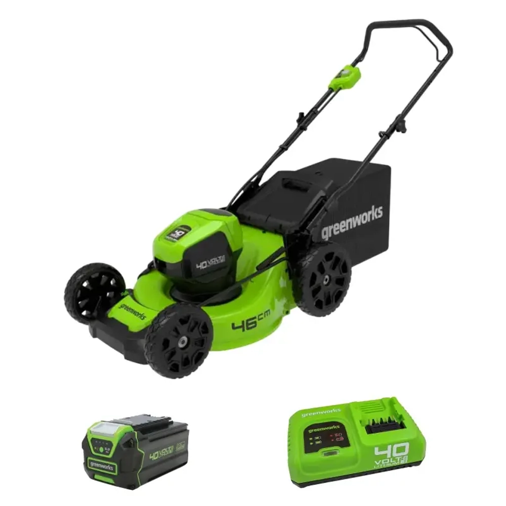 Аккумуляторная газонокосилка Greenworks GD40LM46HPK5 (1 x 5 Ач, Быстрое ЗУ) 2514407U5F
