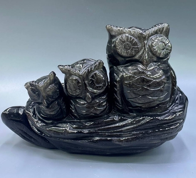 Фигурка сов из обсидиана