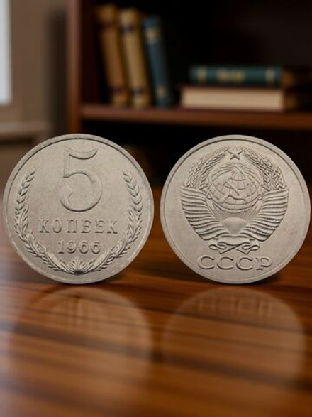 5 копеек 1966 года СССР Советский Союз. Погодовка Советы. Копия редкой монеты никель