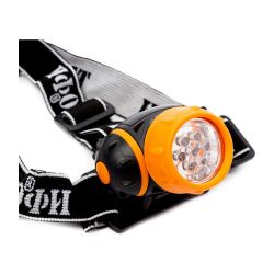 Фонарь налобный светодиодный Трофи TG7 на батарейках мощный яркий 4 режима оранжево-черный