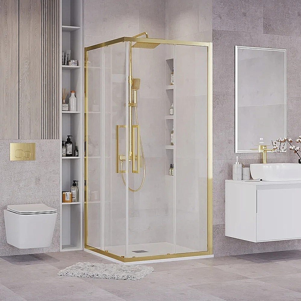 Душевой уголок Grossman Cosmo 90х90 300.K33.02.9090.32.00 стекло прозрачное/профиль золото брашированное