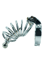 Пояс верности с вкручивающейся открытой уретральной струной (Цвет: серебристый)