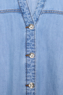 ZARA ДЖИНСОВАЯ РУБАШКА Z1975 С ШИРОКИМИ РУКАВАМИ, ВЫЦВЕТШИЙ СИНИЙ