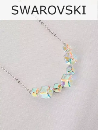Колье дуга Мираж с кристаллами-хамелеонами Swarovski