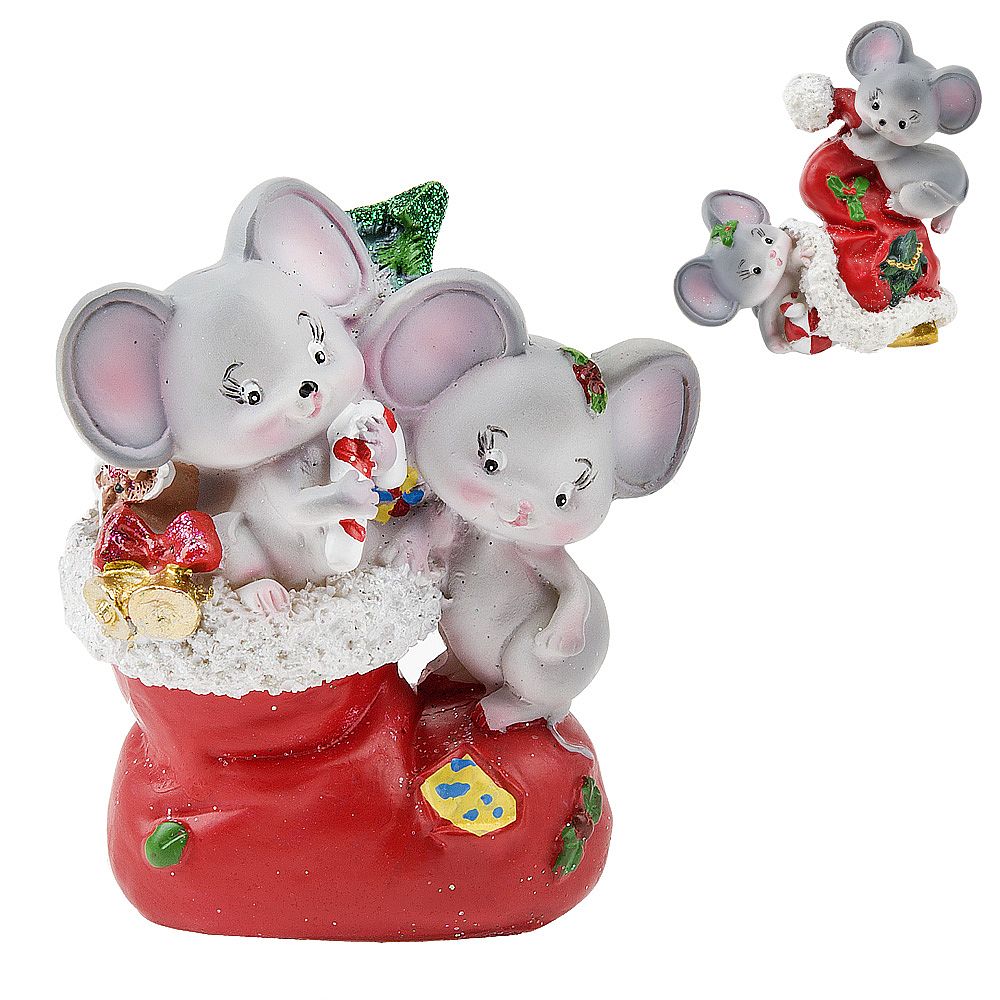 Фигурка декоративная "Мышата" 7*4*8,5см. (2вида) (min4) (транспортная упаковка)