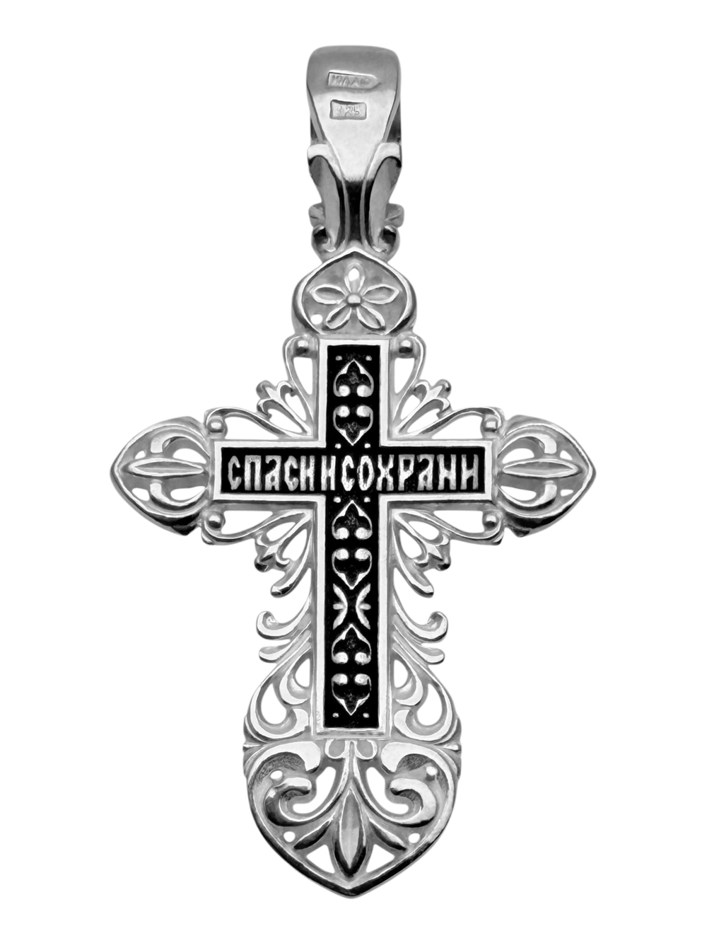Крест из серебра/Чернение/С подвижным ухом