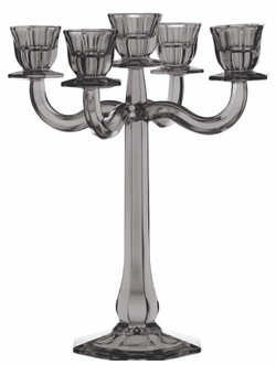 RAVELLO - Подсвечник 5-ти рожковый 30 см хрустальное стекло серый (candleholder)