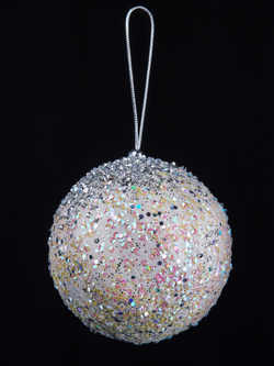 Шар 10см ChristmasDeLuxe белый с серебром