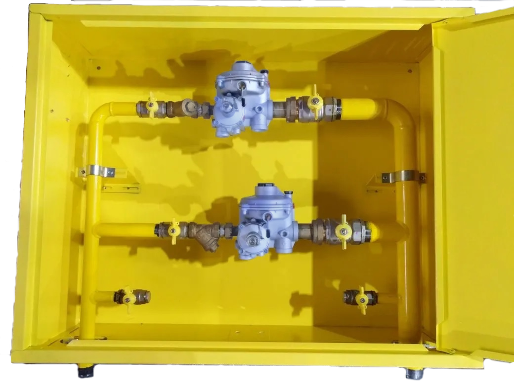 Шкафной газораспределительный пункт ГРПШ-ОХТА-РС-50-2-НН-Ф-П3 (желтый)