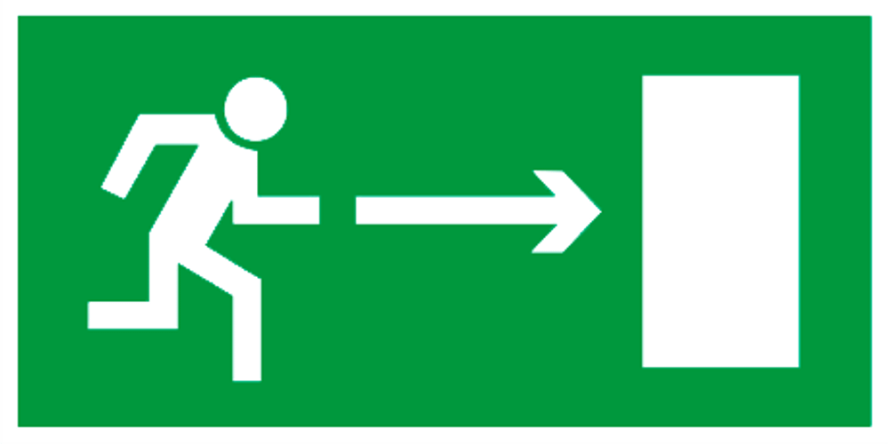 Е 03 "Направление к эвакуационному выходу направо"