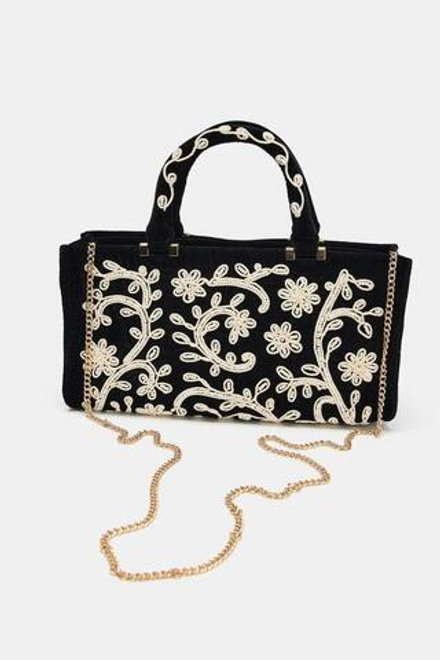 ZARA ГОРОДСКАЯ СУМКА С ВЫШИВКОЙ, ЧЕРНЫЙ