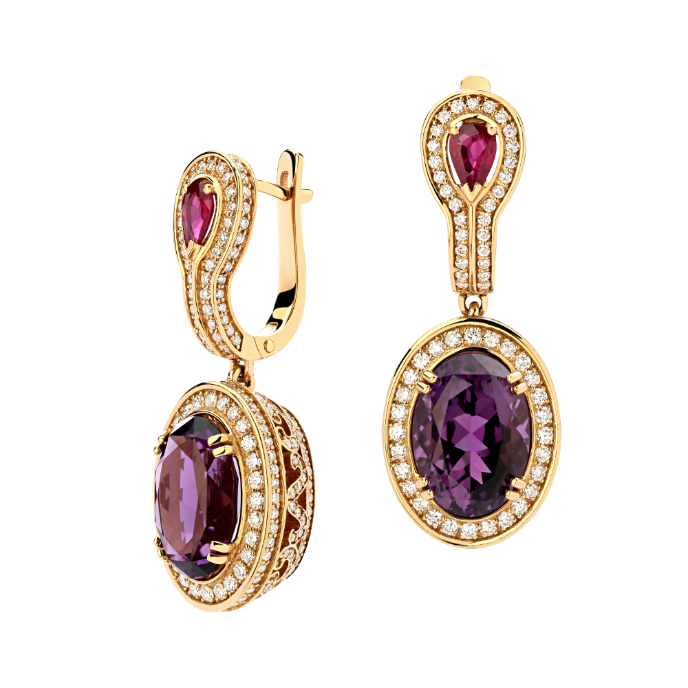 Серьги с аметистом  из желтого золота JA-S-646786-5
