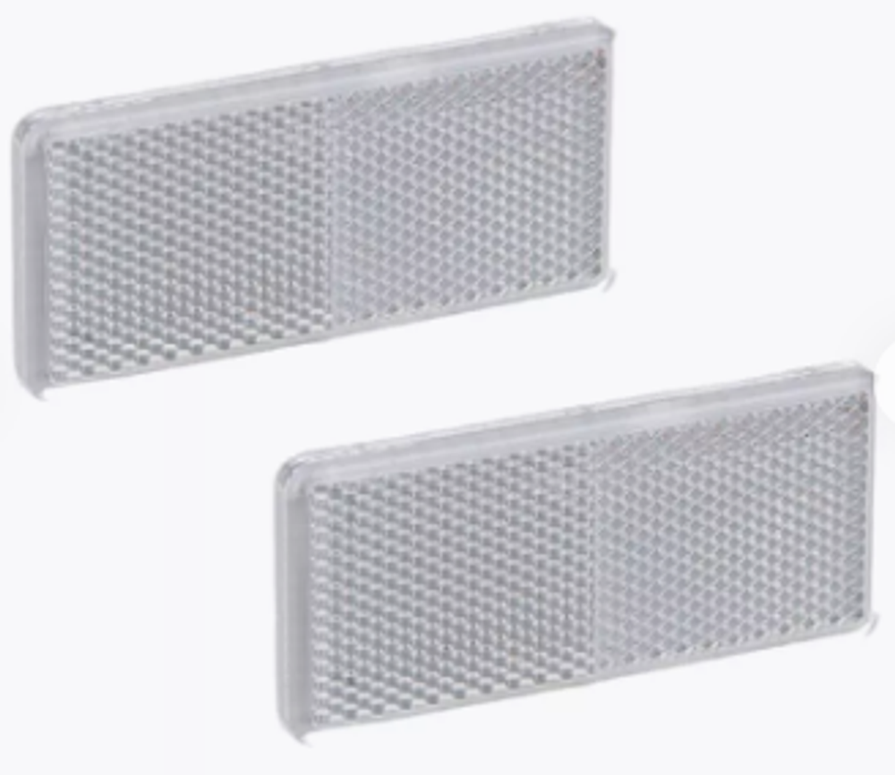 Катафот светоотражающий Прямоугольный - Белый на липучке пластик 95*45мм 340504