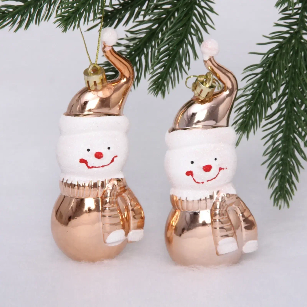 Елочные игрушки «Снеговички» 13 см (набор 2 шт), Шампань
